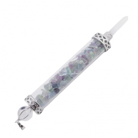 Fluorite Pendente energetico Quarzo ialino e Pietre Naturali - (130mm X 17mm)