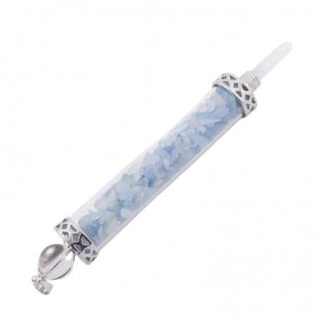 Acquamarina Pendente energetico Quarzo ialino e Pietre Naturali - (130mm X 17mm