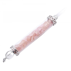 Quarzo Rosa Pendente energetico Quarzo ialino e Pietre Naturali - (130mm X 17mm)