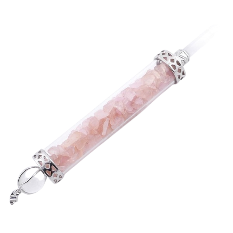 Quarzo Rosa Pendente energetico Quarzo ialino e Pietre Naturali - (130mm X 17mm)