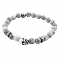 Braccialetto Diaspro Grigio pietra naturale bordi in acciaio