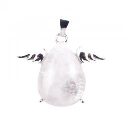 Quarzo Rosa Pendente Lacrima con Ali Pietra Naturale