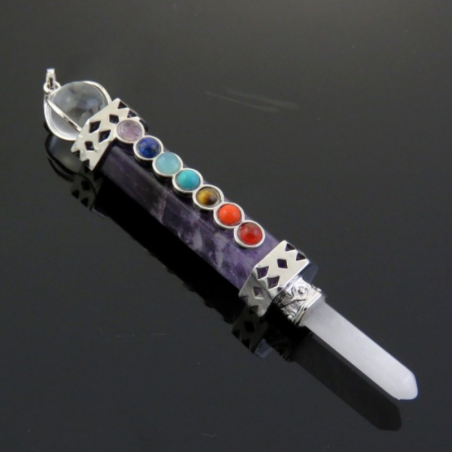 Ametista & 7 Chakra Pendente energetico Pietre Naturali