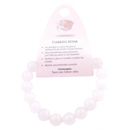 Braccialetto Quarzo Rosa perline da 10mm in Pietra Naturale