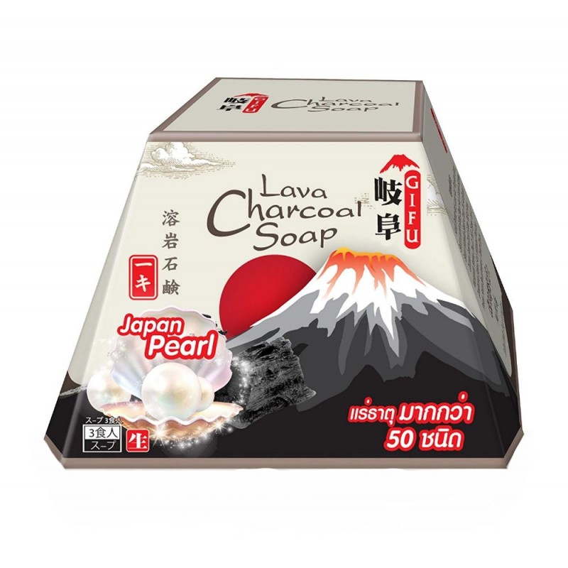 Saponetta al carbone di lava Giapponese con polvere di perle