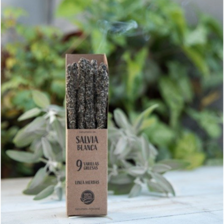 Salvia Bianca - 9 Bastoni Incenso Extra Premium in Erbe 100% Naturali - Sagrada Madre
