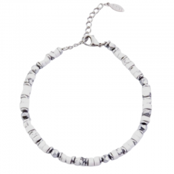 Howlite Braccialetto in Acciaio con Pietra Naturali