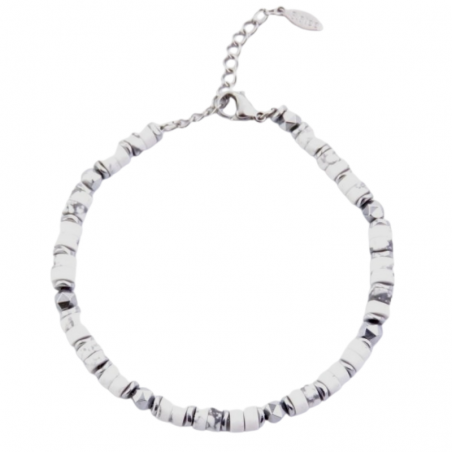 Howlite Braccialetto in Acciaio con Pietra Naturali