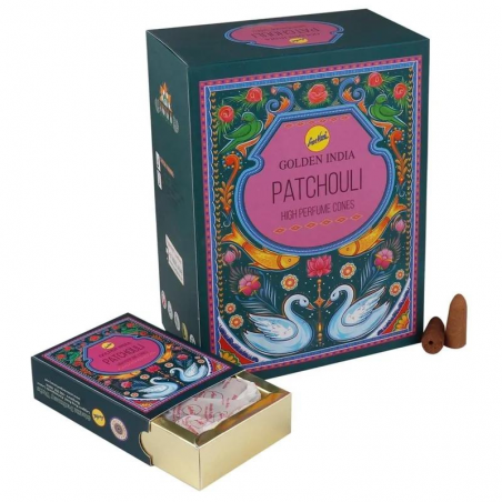 Patchouli Golden India 10 Coni Incenso a riflusso Sree Vani Backflow Masala