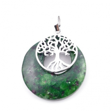 Rubino in Fuchsite e Albero della Vita Ciondolo Pietra Naturale
