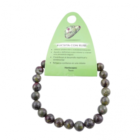 Braccialetto Fuchsite con Rubino perline in Pietra naturale da 8mm