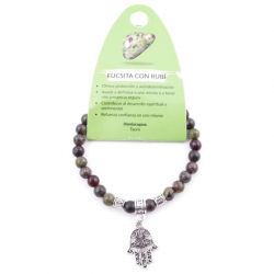 Fuchsite con Rubino Braccialetto perline pietra naturale da 6mm con Mano di Fatima