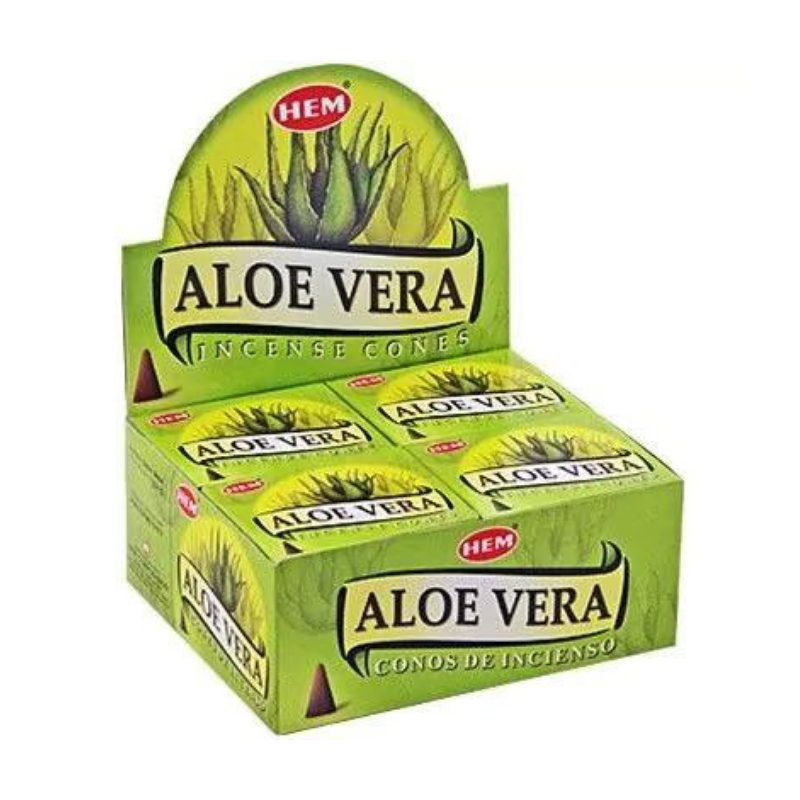 Aloe Vera 10 Coni Incenso Hem Aloe Vera Masala con Supporto