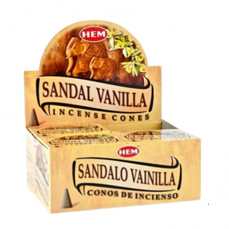 Sandalo & Vaniglia 10 Coni Incenso Hem Sandal Vanilla con supporto