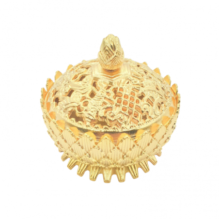 Bruciatore Resina Incenso Tibetano in Ottone Dorato - Loto