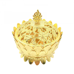 Bruciatore Resina Incenso Tibetano in Ottone Dorato - Loto 9cm