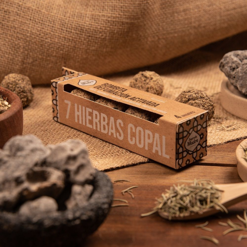 7 Erbe & Copal - 4 Bombitas Smudge 7 Hierbas Copal 100% Erbe Naturali - Sagrada Madre