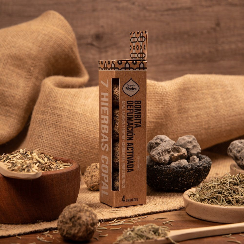 7 Erbe & Copal - 4 Bombitas Smudge 7 Hierbas Copal 100% Erbe Naturali - Sagrada Madre