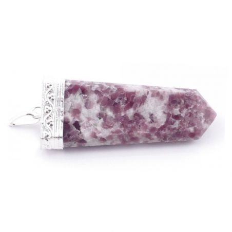 Lepidolite & 7 Chakra Pendente Pietra Naturale e Metallo