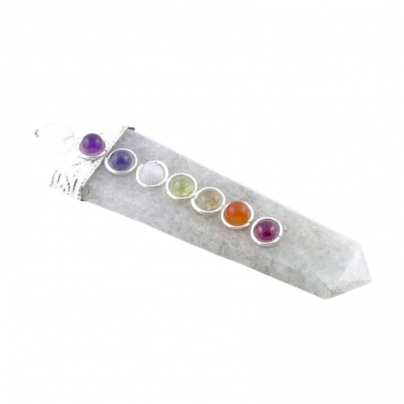 Avventurina Verde & 7 Chakra Pendente Pietra Naturale e Metallo
