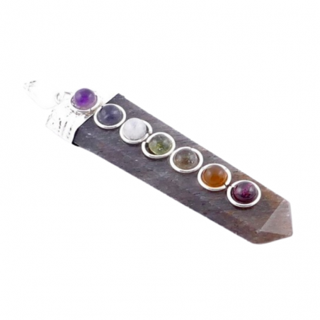 Pendente Labradorite & Pietre Naturali 7 Chakra e Metallo - (54 x 19mm)