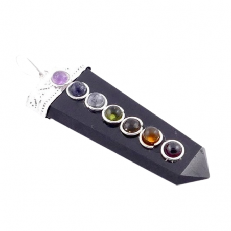 Onice & 7 Chakra Pendente Pietra Naturale e Metallo