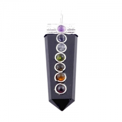 Onice & 7 Chakra Pendente Pietra Naturale e Metallo 2