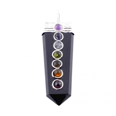 Onice & 7 Chakra Pendente Pietra Naturale e Metallo
