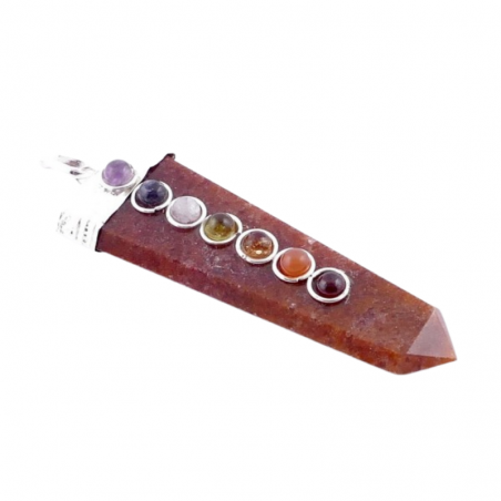 Corniola & 7 Chakra Pendente Pietra Naturale e Metallo