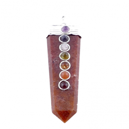 Corniola & 7 Chakra Pendente Pietra Naturale e Metallo