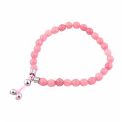 Agata Rosa Braccialetto elesticizzato con decorazioni in Acciaio e Pietre Naturali