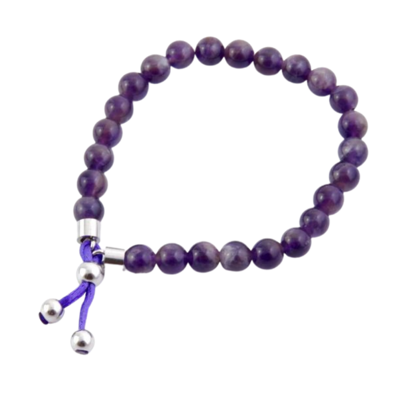 Ametista Braccialetto elesticizzato con decorazioni in Acciaio e Pietre Naturali