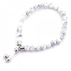 Howlite Braccialetto elesticizzato con decorazioni in Acciaio e Pietre Naturali
