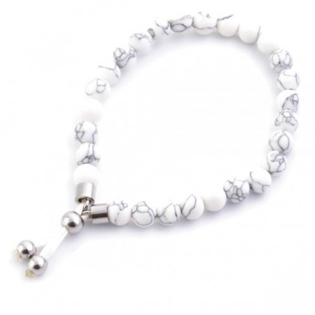 Howlite Braccialetto elesticizzato con decorazioni in Acciaio e Pietre Naturali