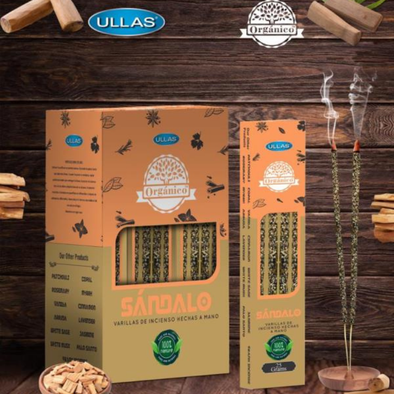 Sandalo - Bastoni Incenso Smudge Sandalwood Organico 100% Naturale - Ullas