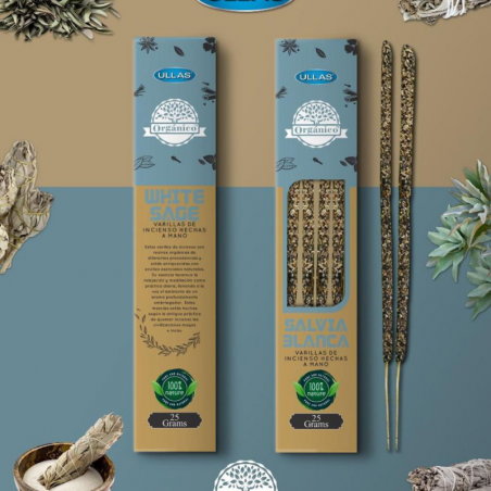 Salvia Bianca - Bastoni Incenso Smudge White Sage Organico 100% Naturale - Ullas