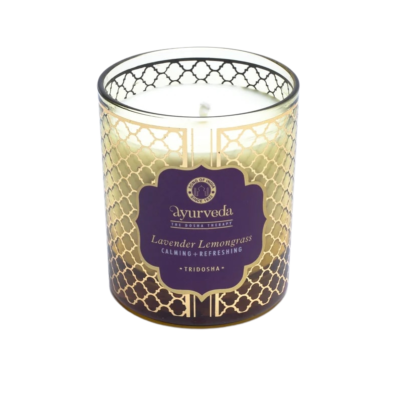 Lavanda e Lemongrass Tridosha Candela profumata Cera di Soia Song of India Ayurveda - (± 55 ore - 200gr.)