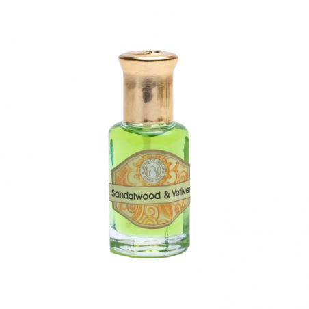 Sandalo e Vetiver Miscela Oli Essenziali Ayurvedici in Boccetta Vetro - Song of India