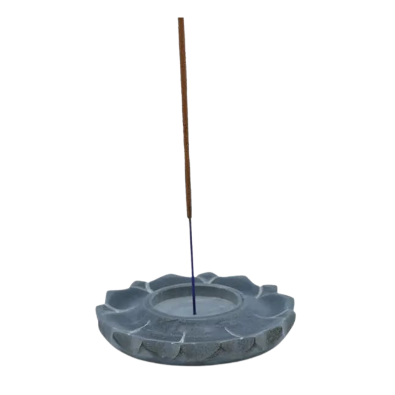 Porta Candela e Bastoncini incenso in Pietra Ollare Grigia - Loto