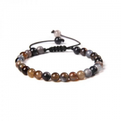 Braccialetto Agata Marrone perline naturali 6mm su filo regolabile