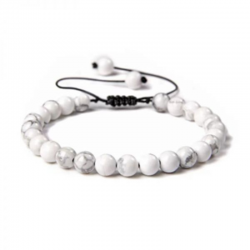 Braccialetto Howlite perline naturali su filo regolabile