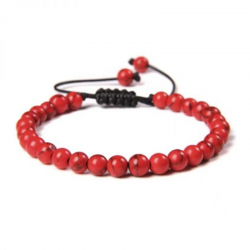 Braccialetto Howlite Rossa perline naturali su filo regolabile
