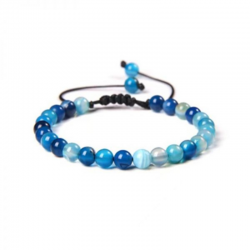 Braccialetto Agata Blu perline naturali da 6mm su filo regolabile