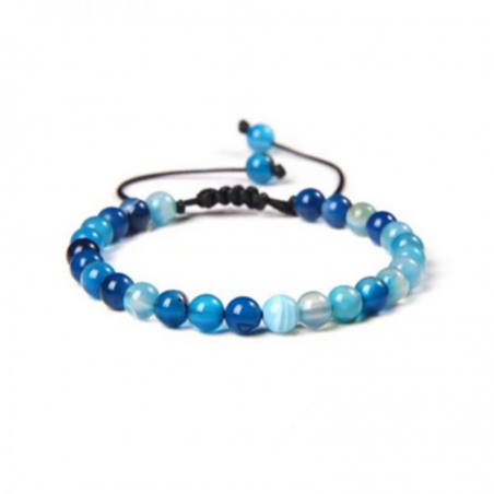 Braccialetto Agata Blu perline naturali da 6mm su filo regolabile