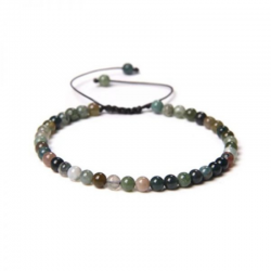 Braccialetto Agata Indiana perline naturali da 4mm su filo regolabile