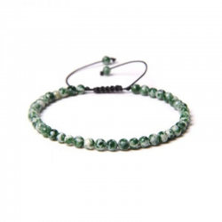 Braccialetto Diaspro Muschio perline naturali da 4mm su filo regolabile