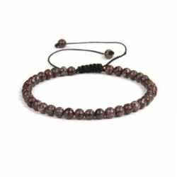 Braccialetto Diaspro Marrone perline naturali da 4mm su filo regolabile