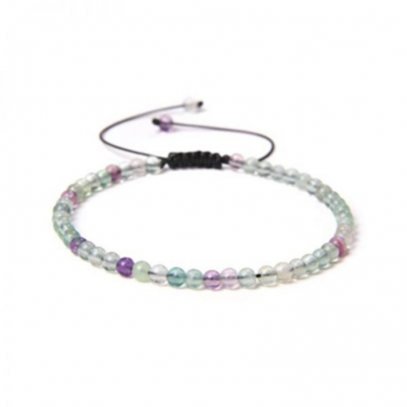 Braccialetto Fluorite perline naturali da 4mm su filo regolabile