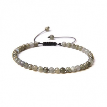 Braccialetto Labradorite perline naturali da 4mm su filo regolabile