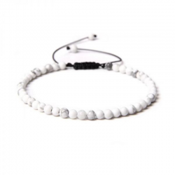 Braccialetto Howlite perline naturali da 4mm su filo regolabile